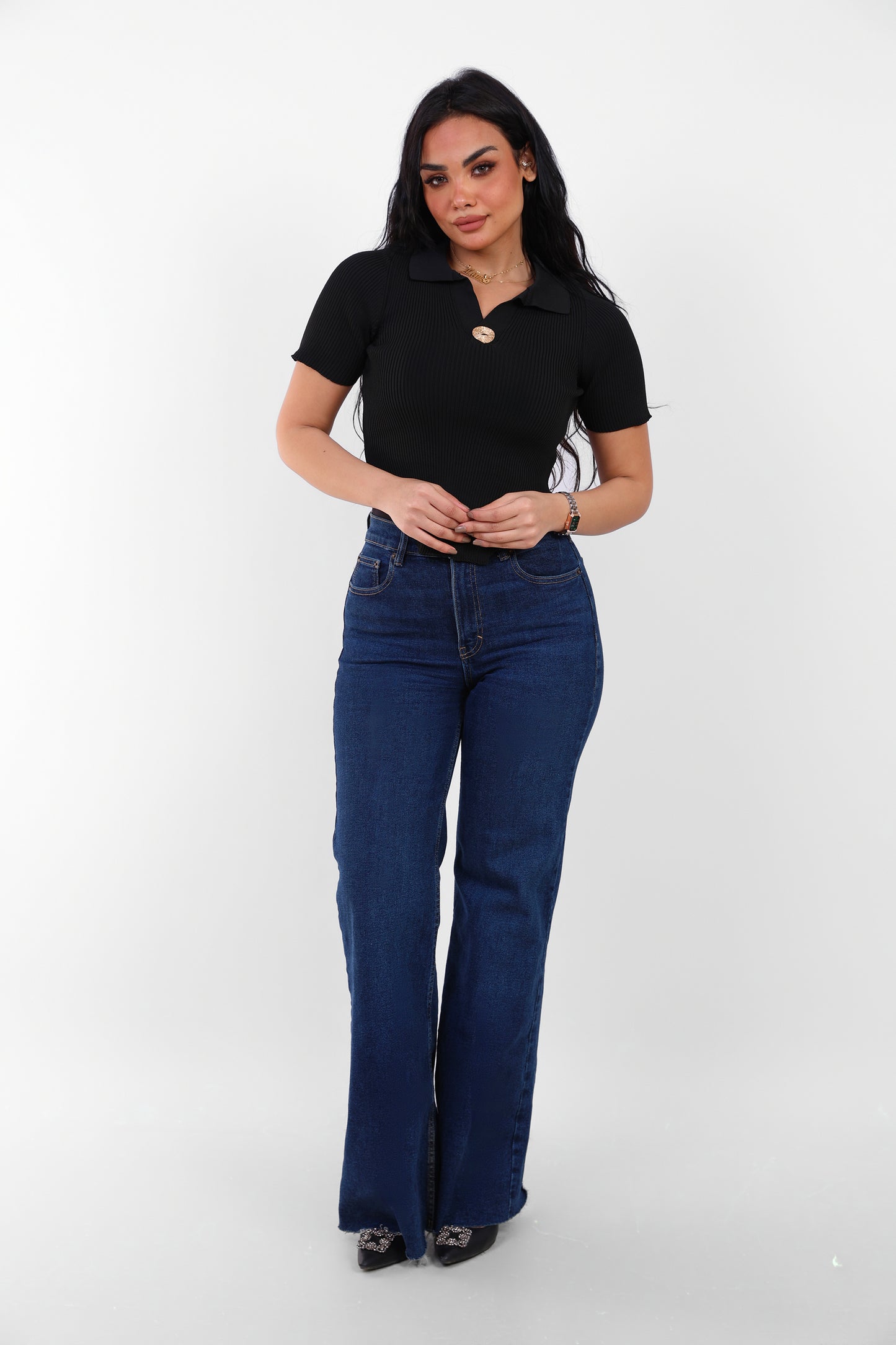Knit Fitted Top Black
