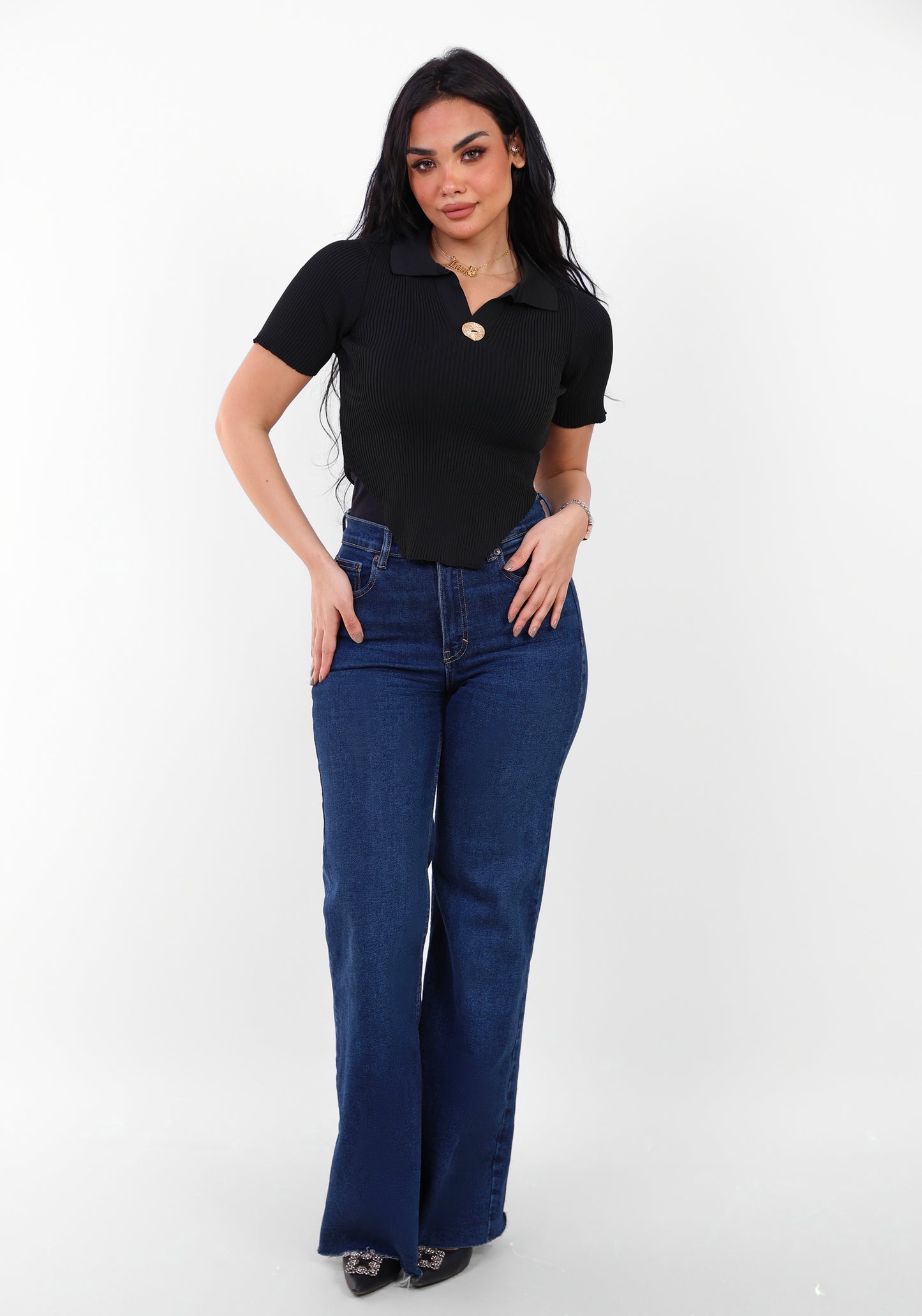 Knit Fitted Top Black