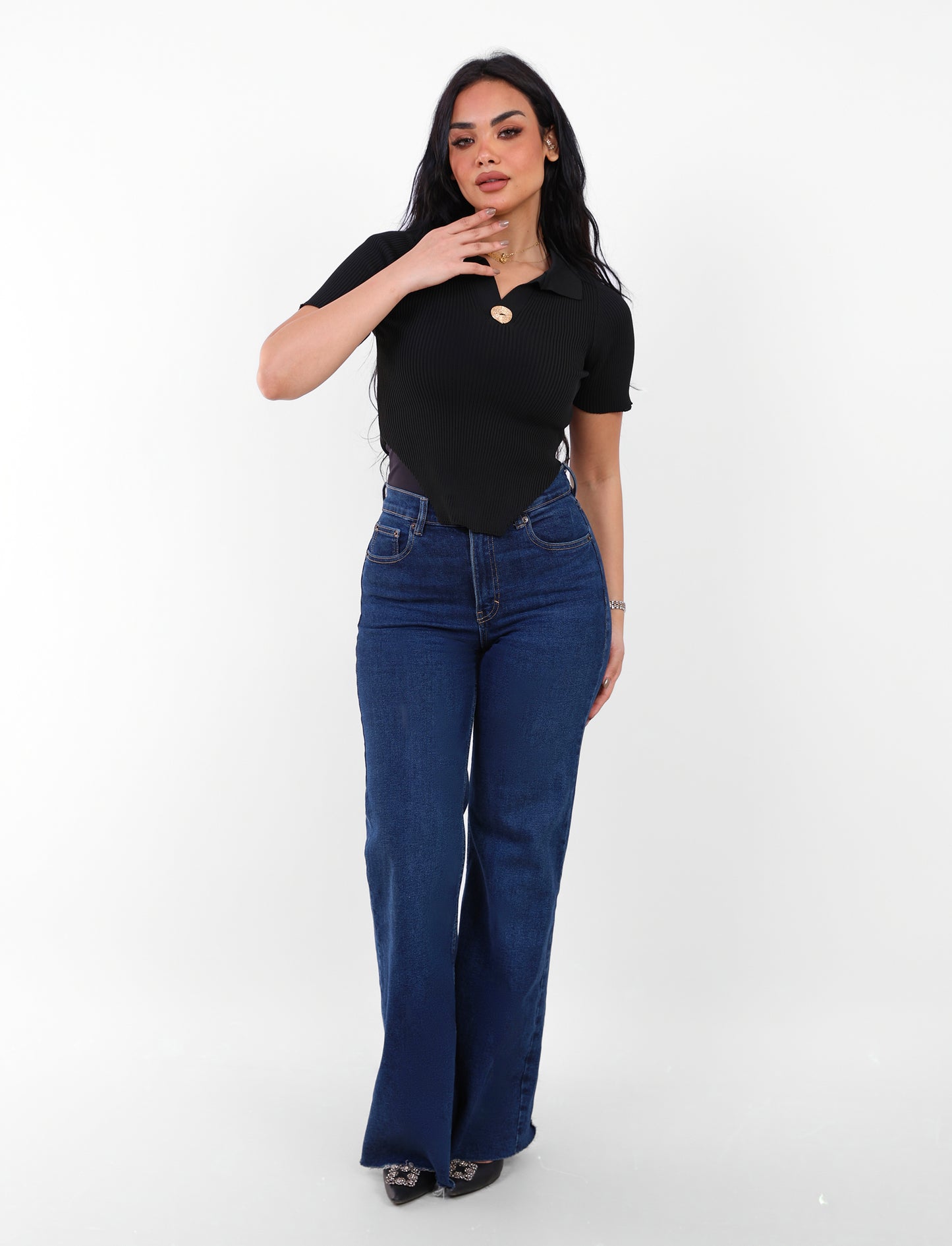 Knit Fitted Top Black