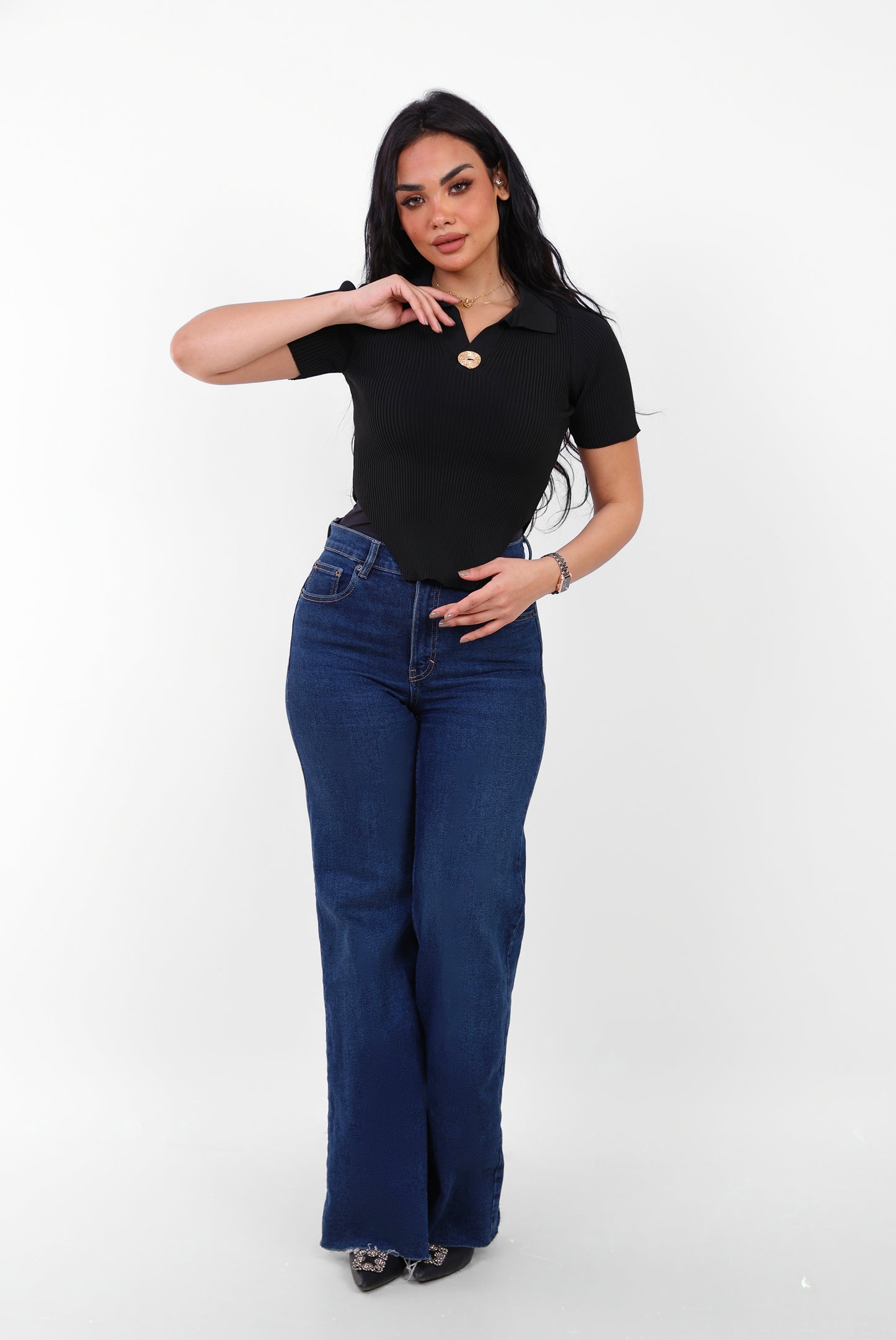 Knit Fitted Top Black
