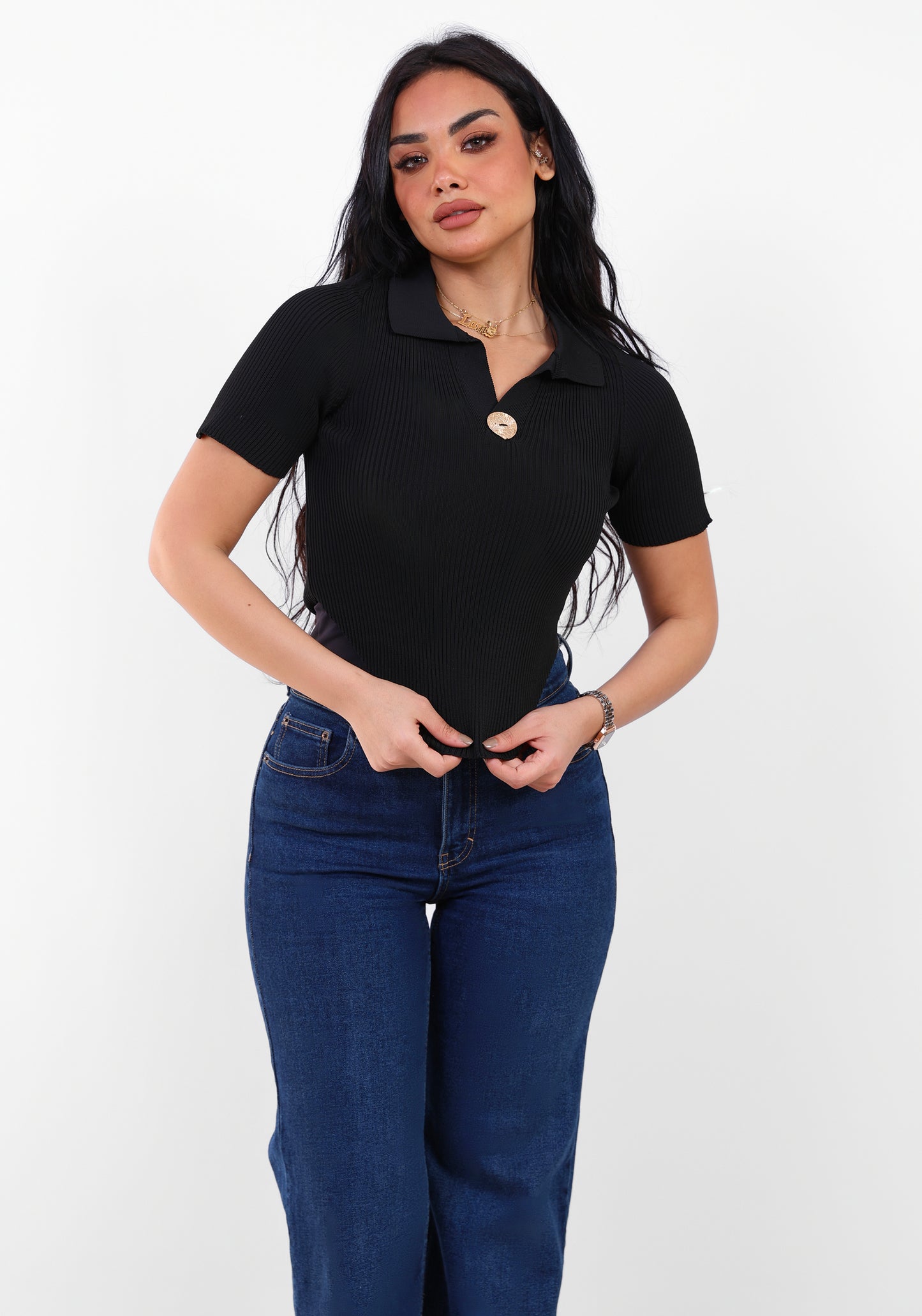 Knit Fitted Top Black