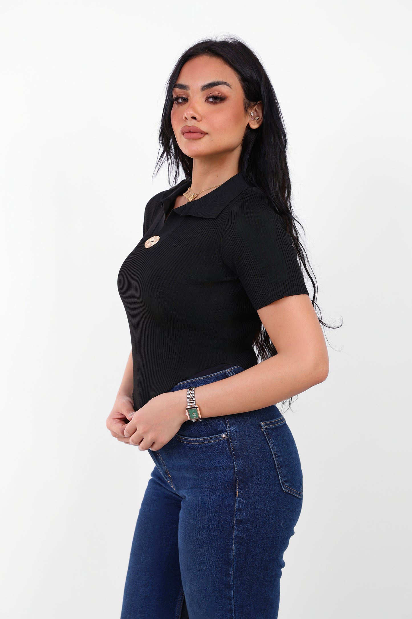 Knit Fitted Top Black
