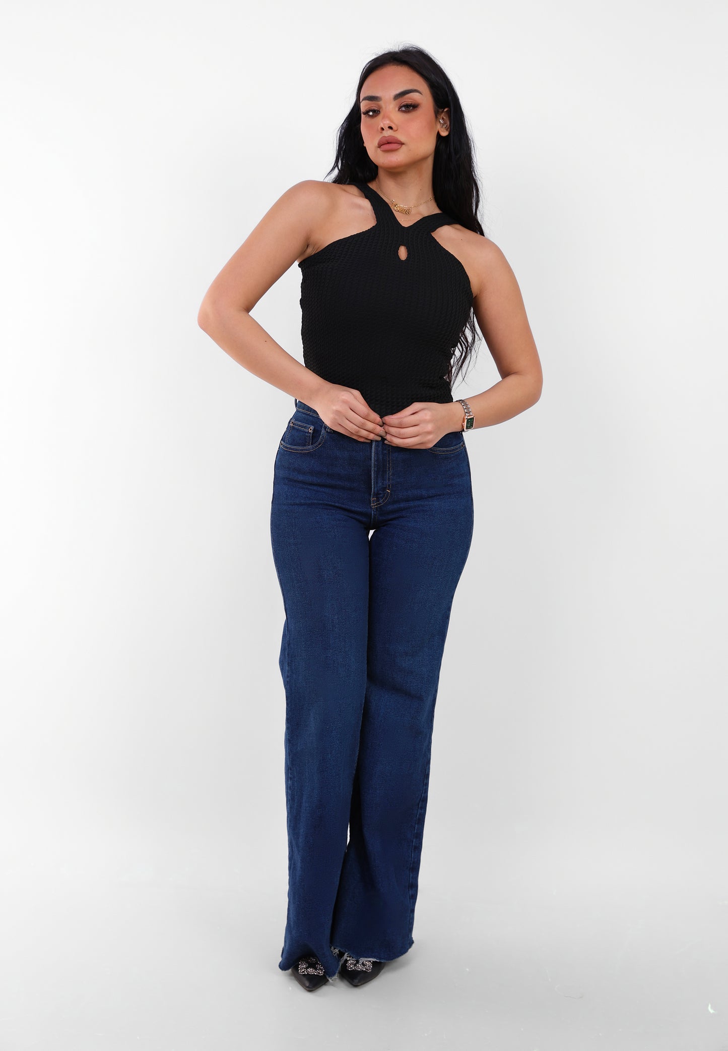 Knit Halter Top Black
