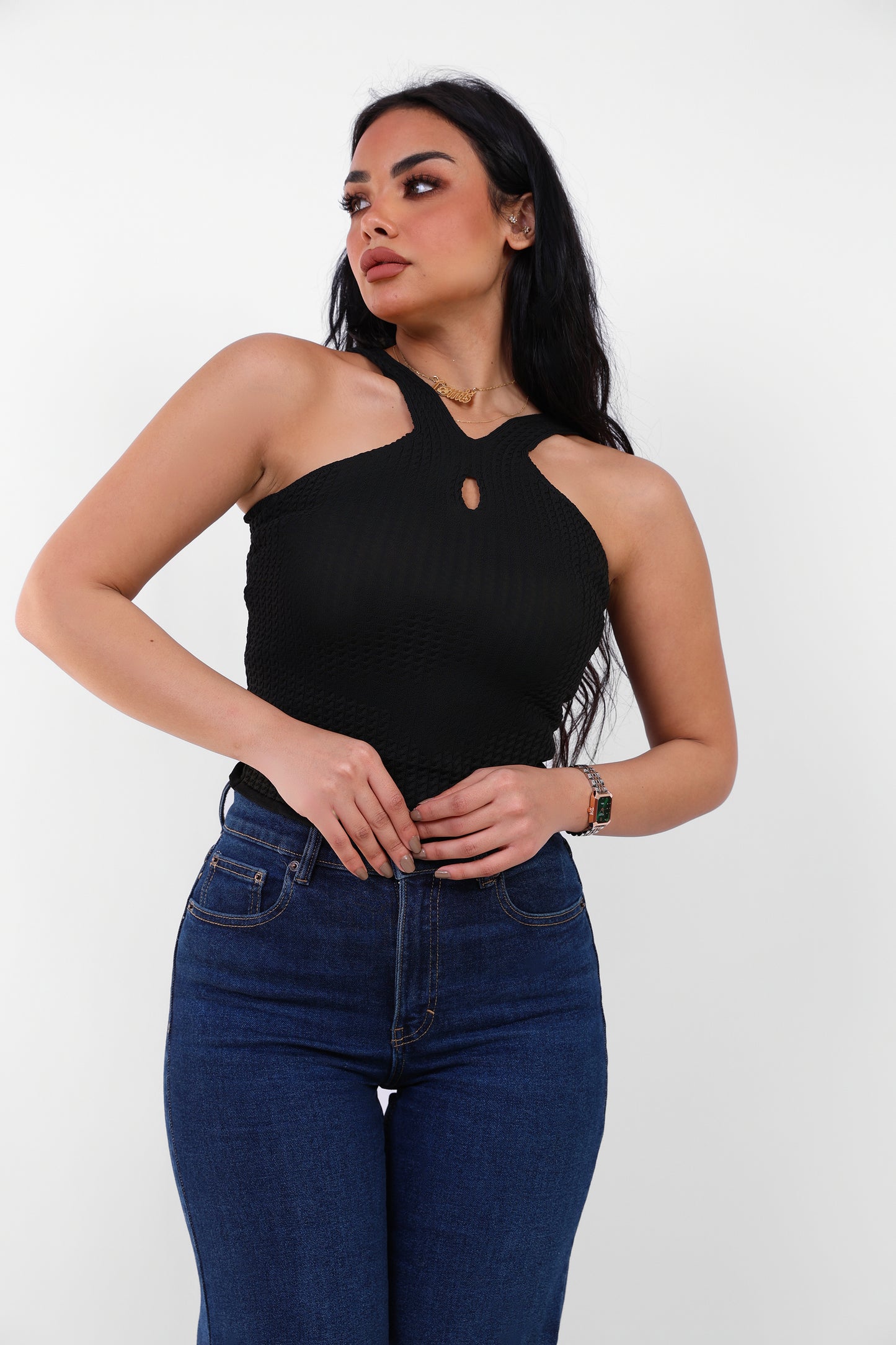 Knit Halter Top Black