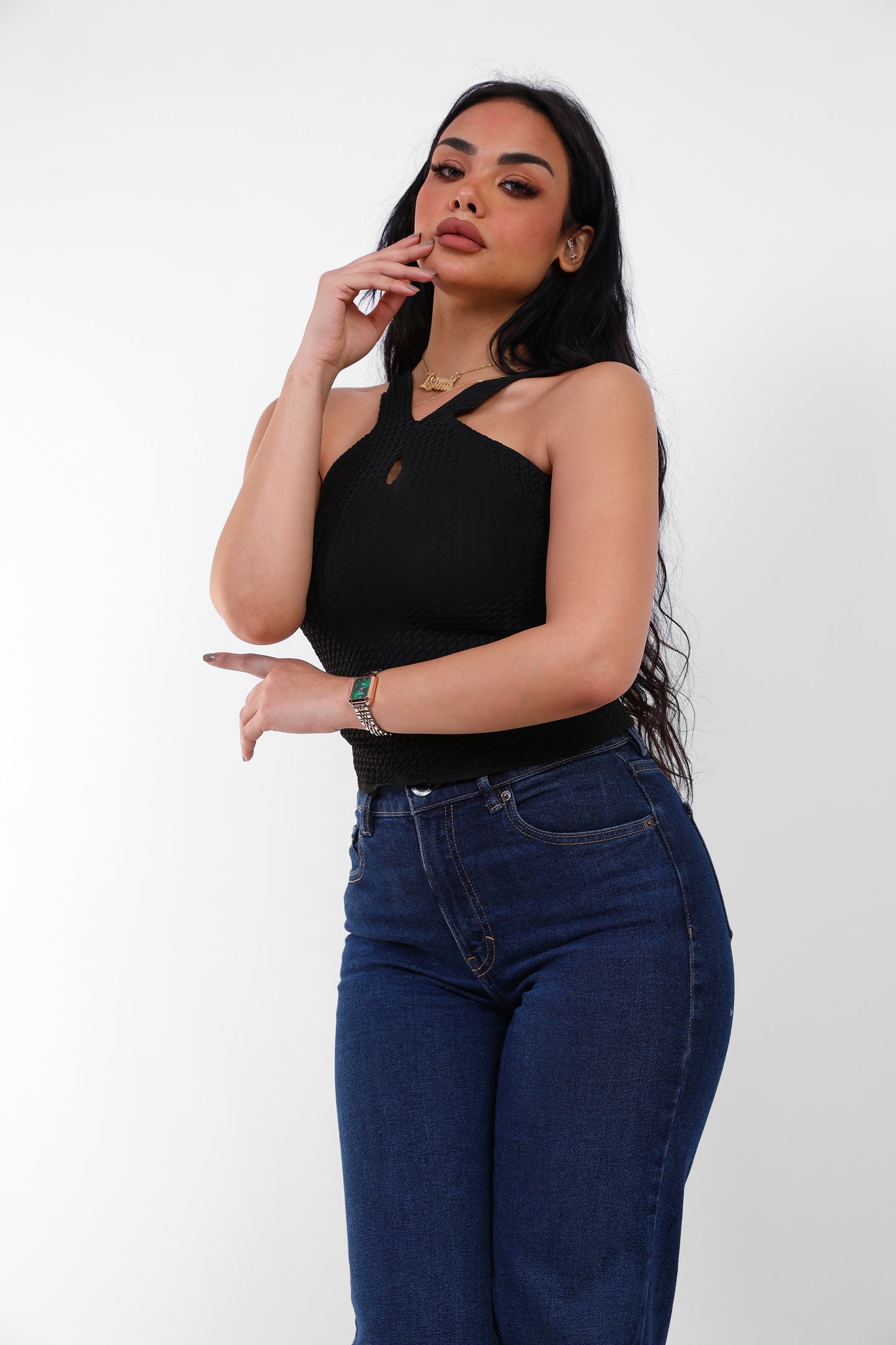 Knit Halter Top Black