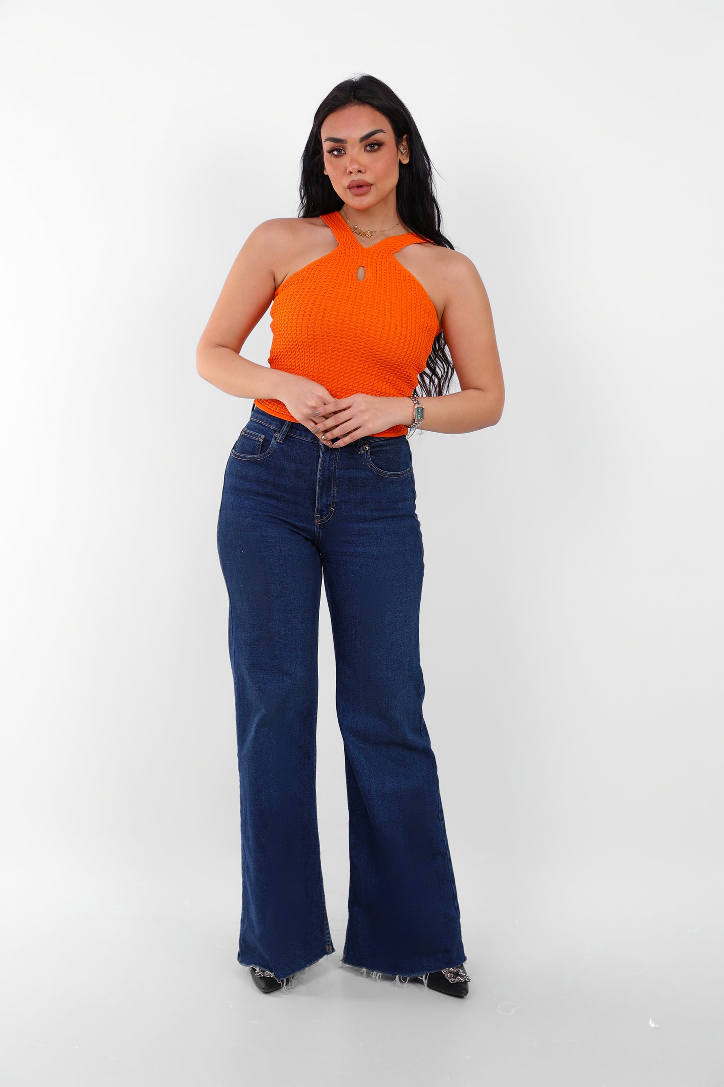 Knit Halter Top Orange