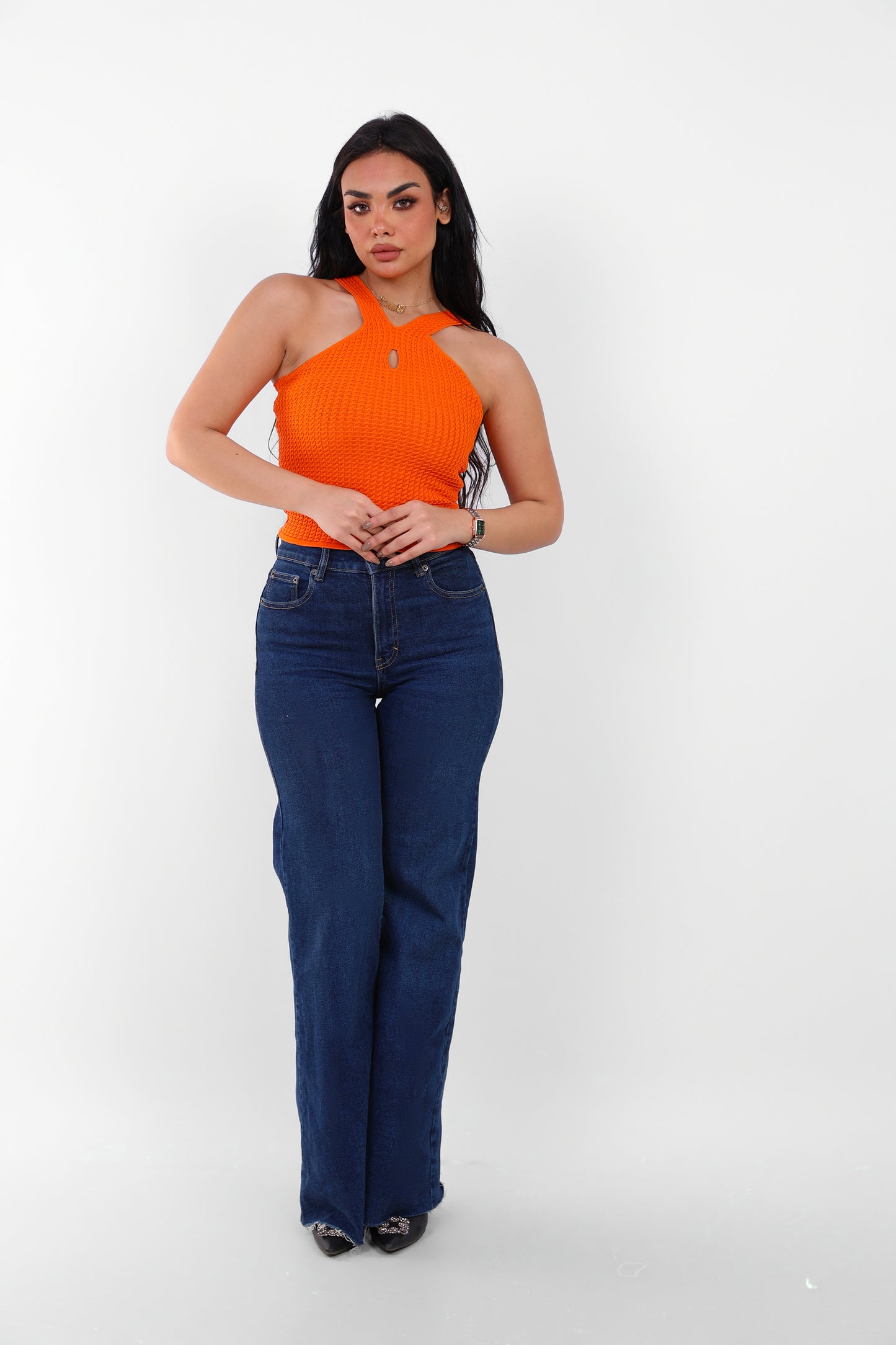 Knit Halter Top Orange