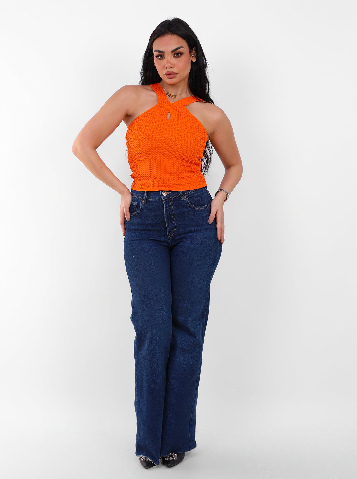 Knit Halter Top Orange