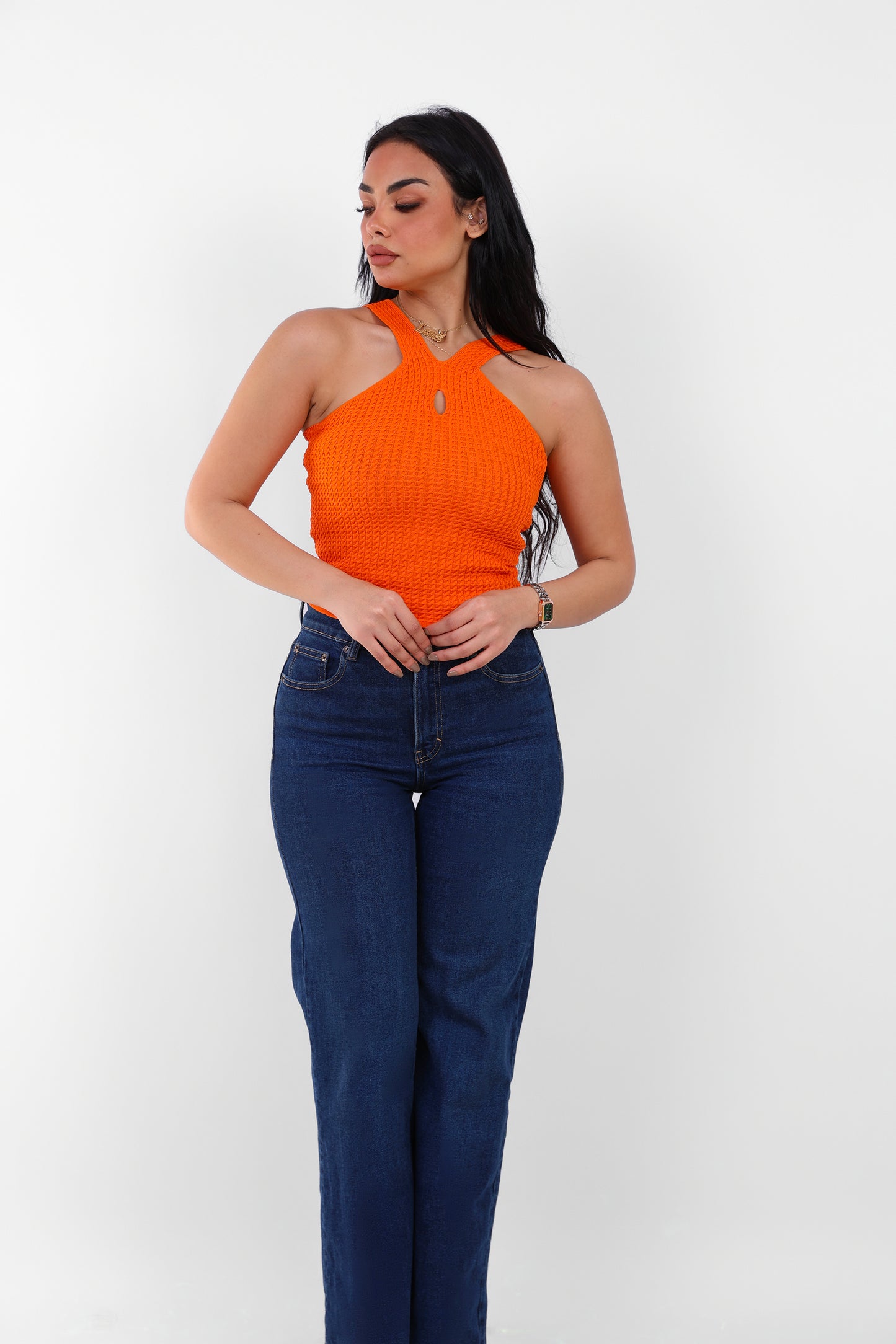 Knit Halter Top Orange