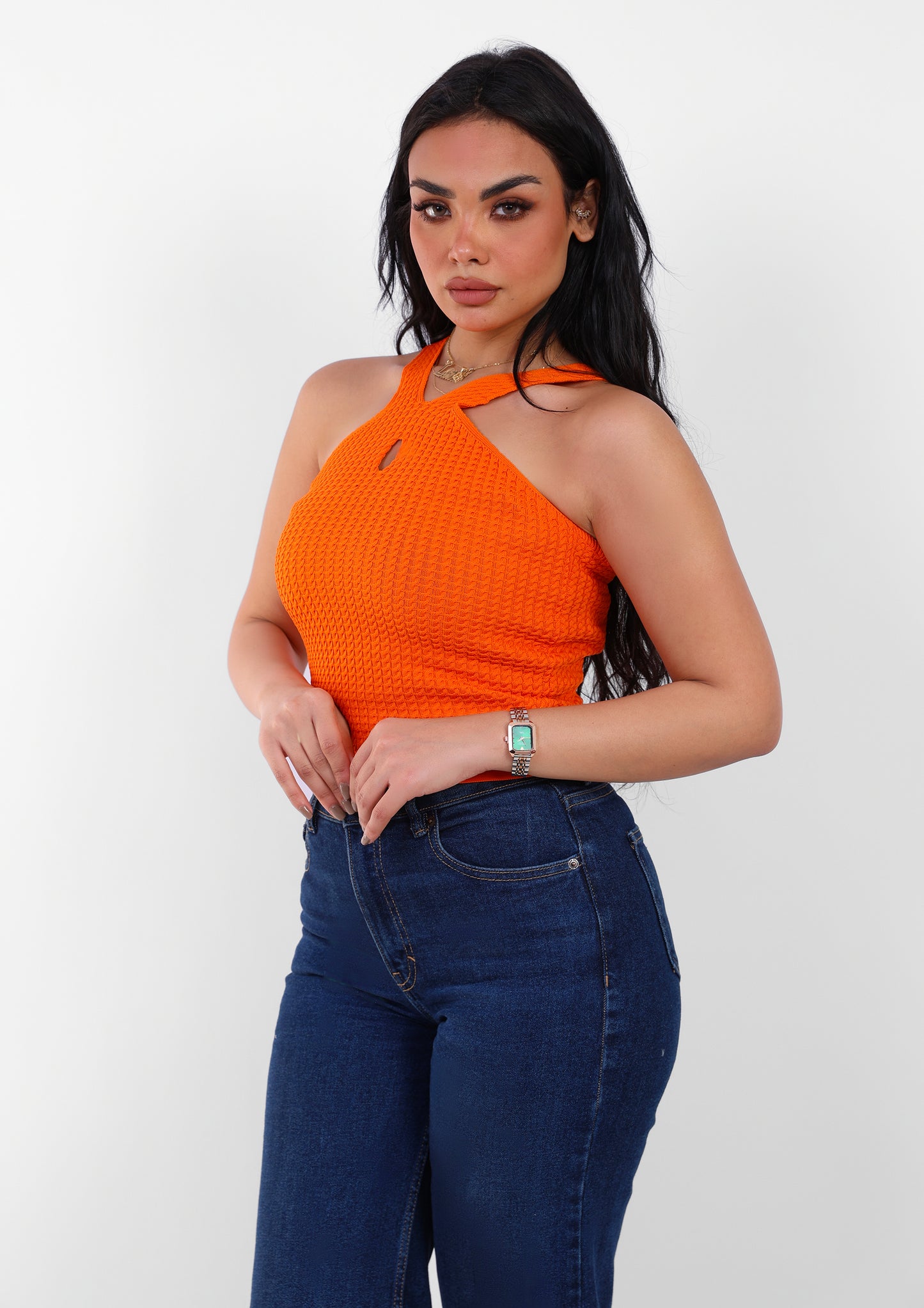 Knit Halter Top Orange