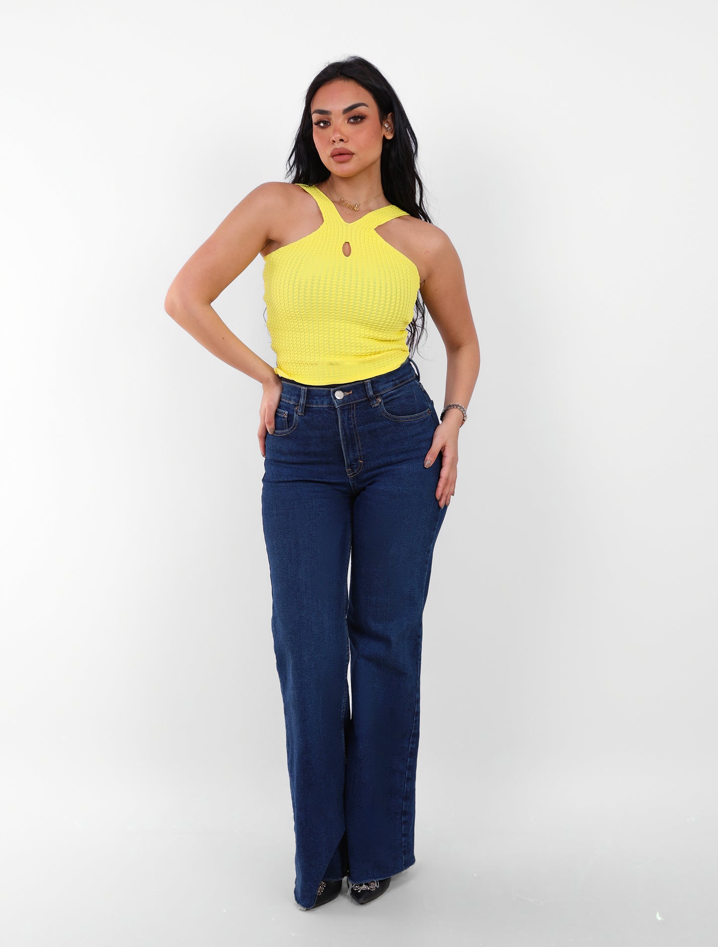 Knit Halter Top Yellow