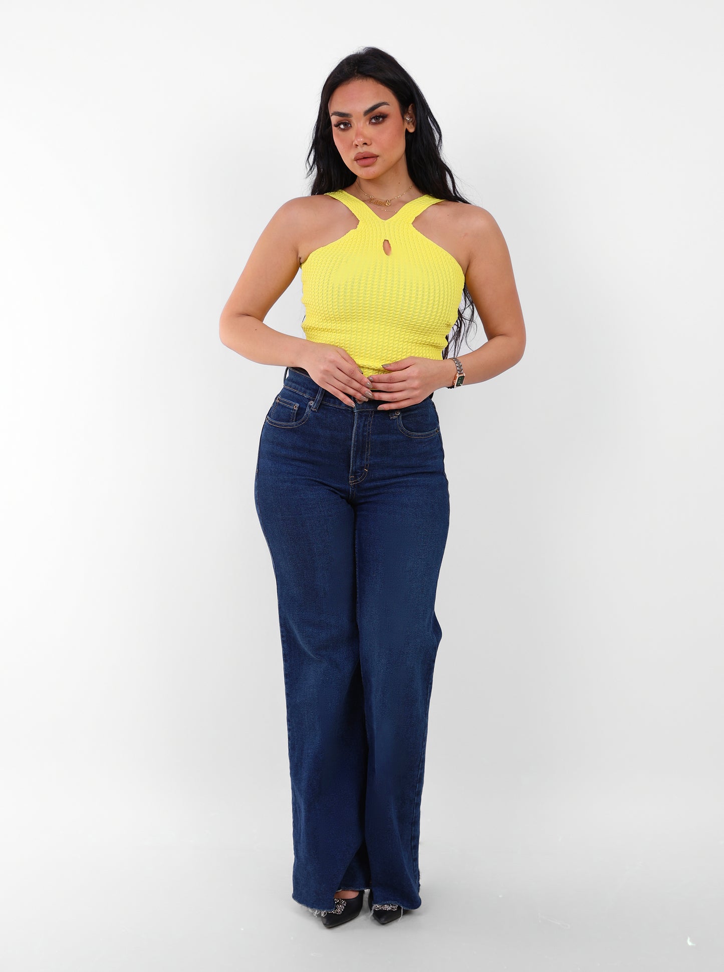 Knit Halter Top Yellow