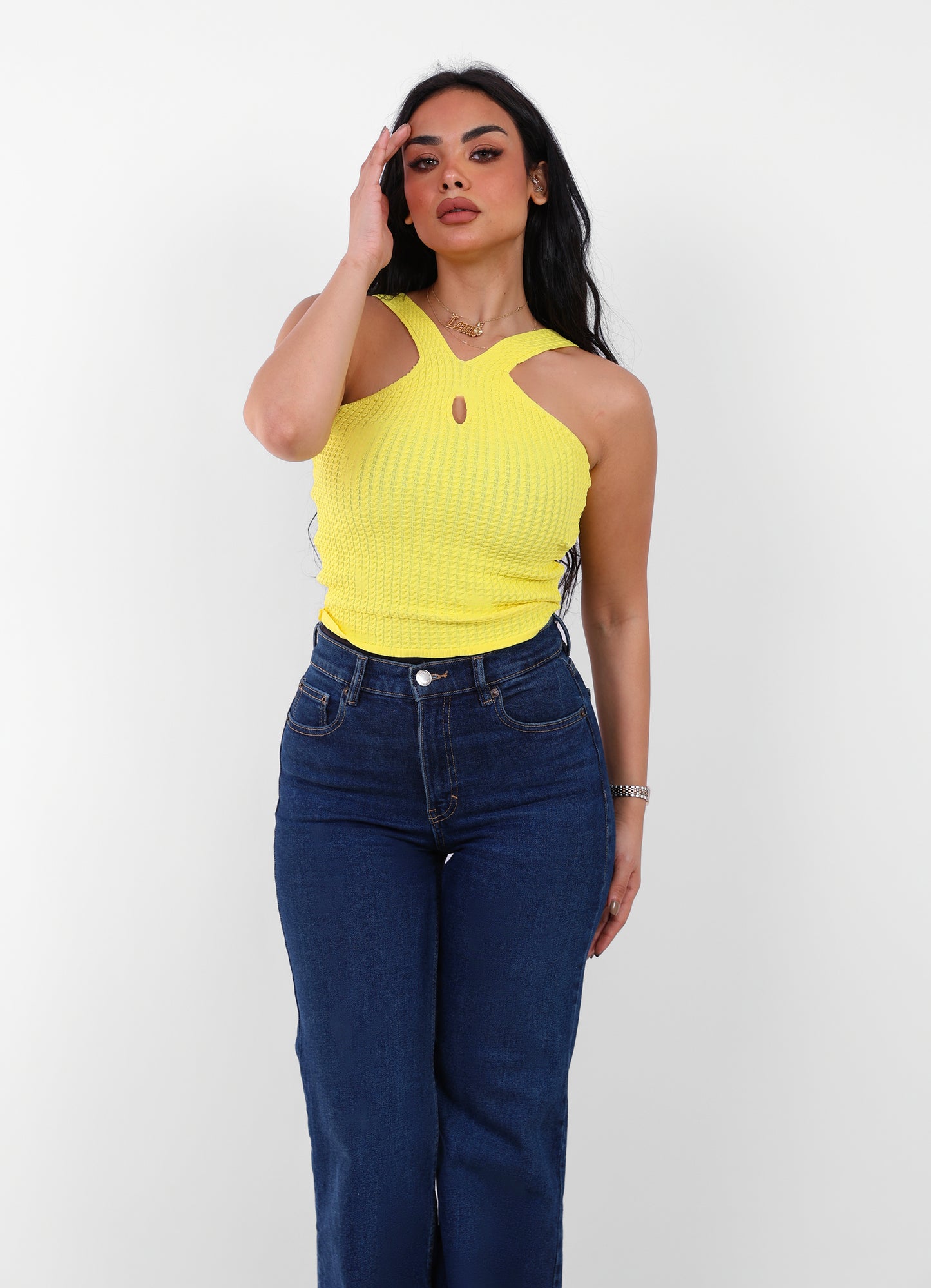 Knit Halter Top Yellow