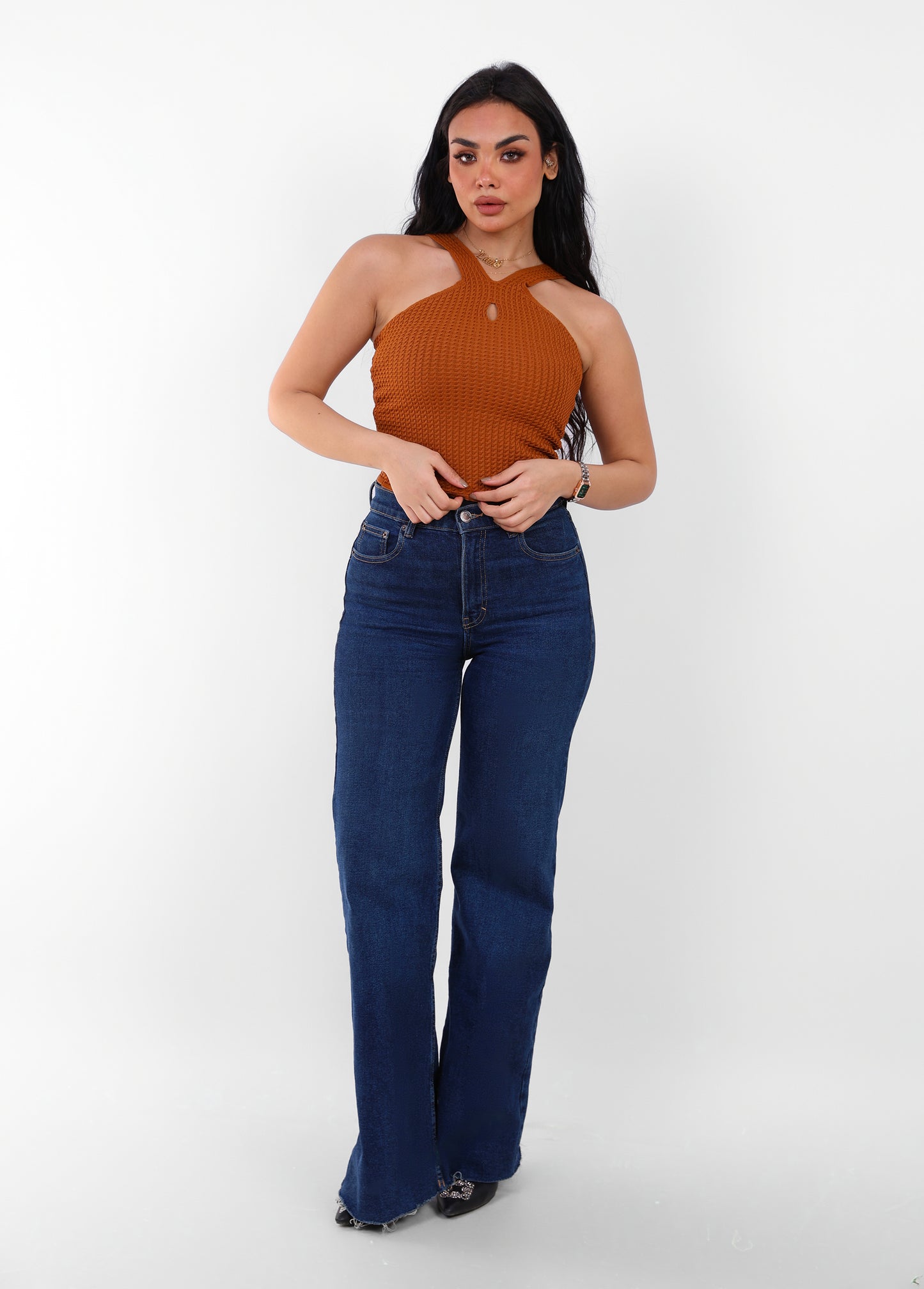 Knit Halter Top Brown