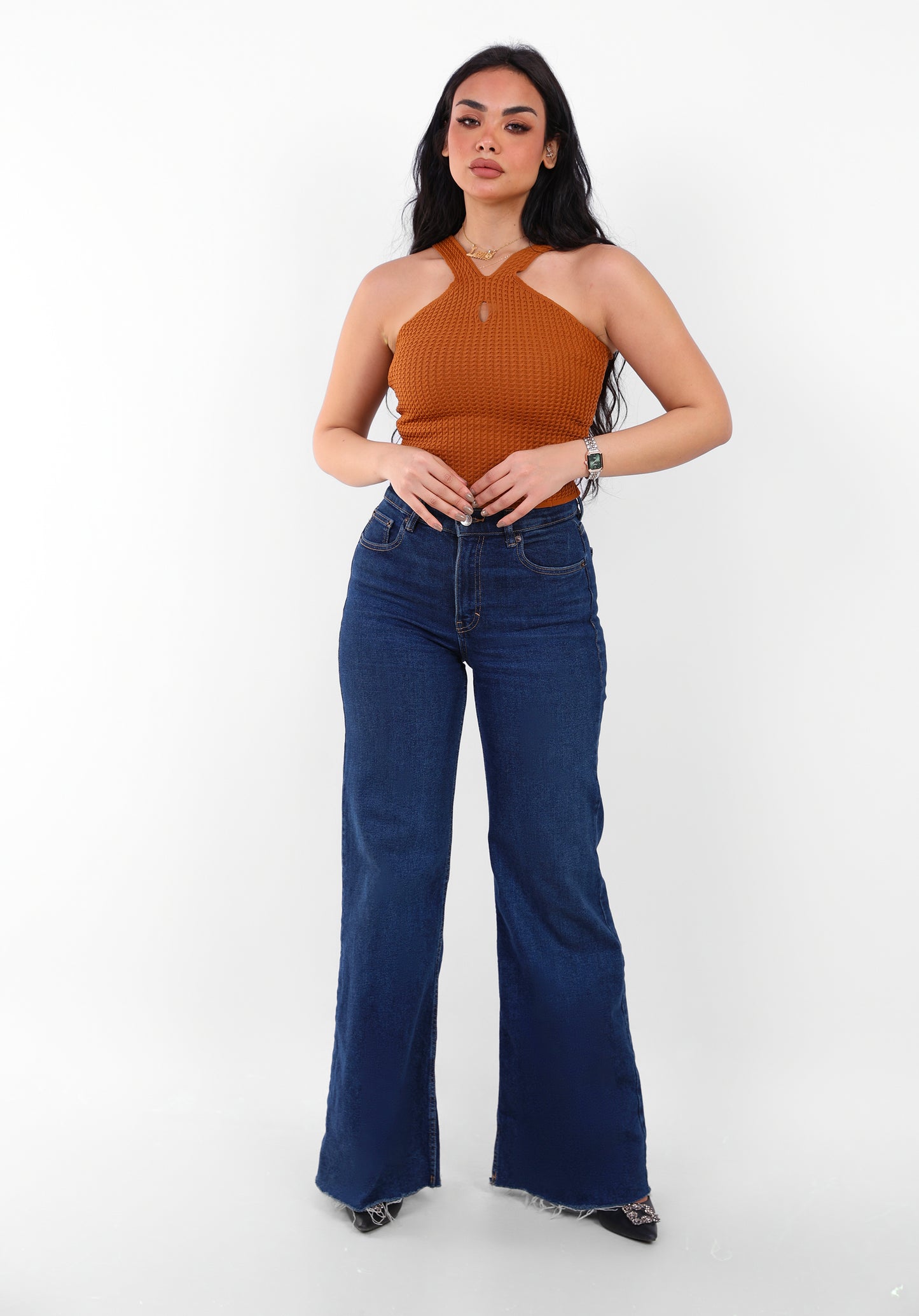 Knit Halter Top Brown