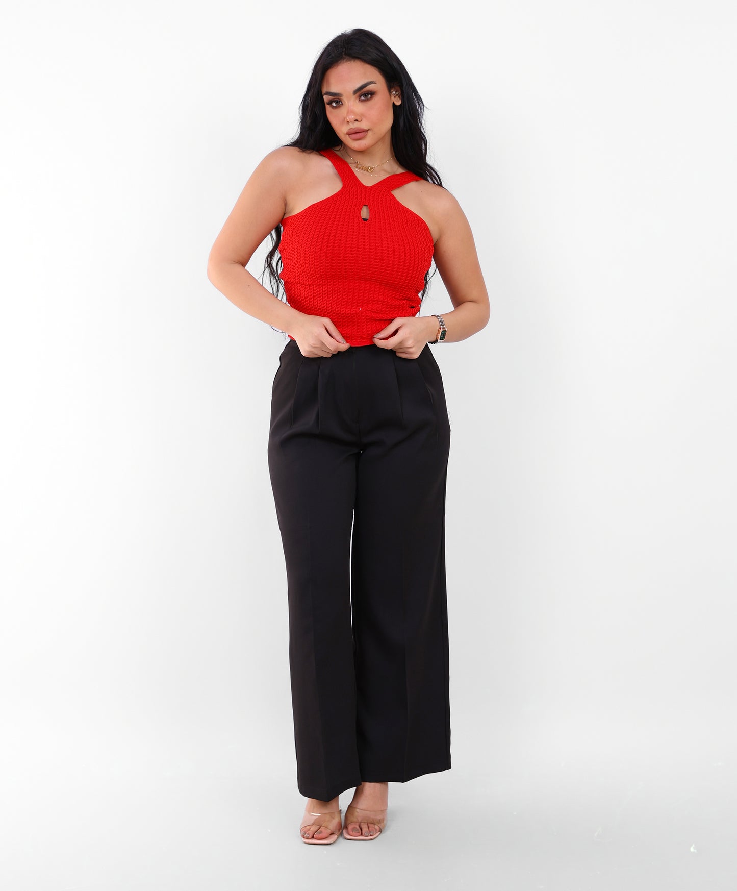 Knit Halter Top Red