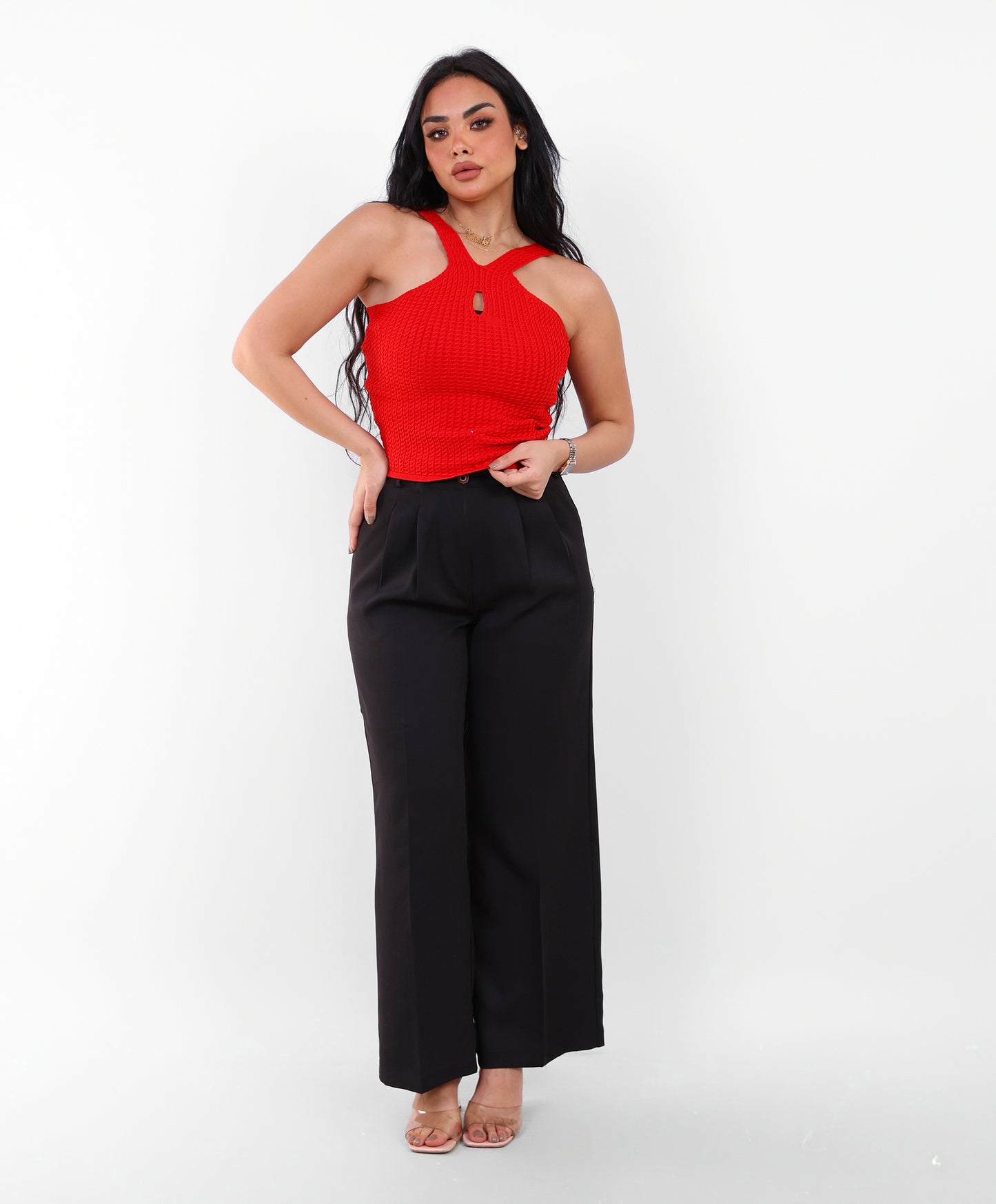 Knit Halter Top Red