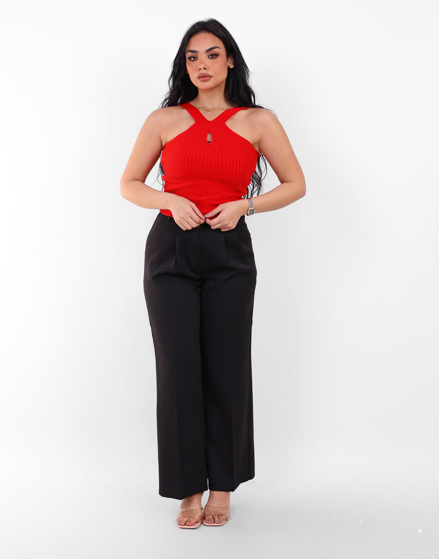 Knit Halter Top Red