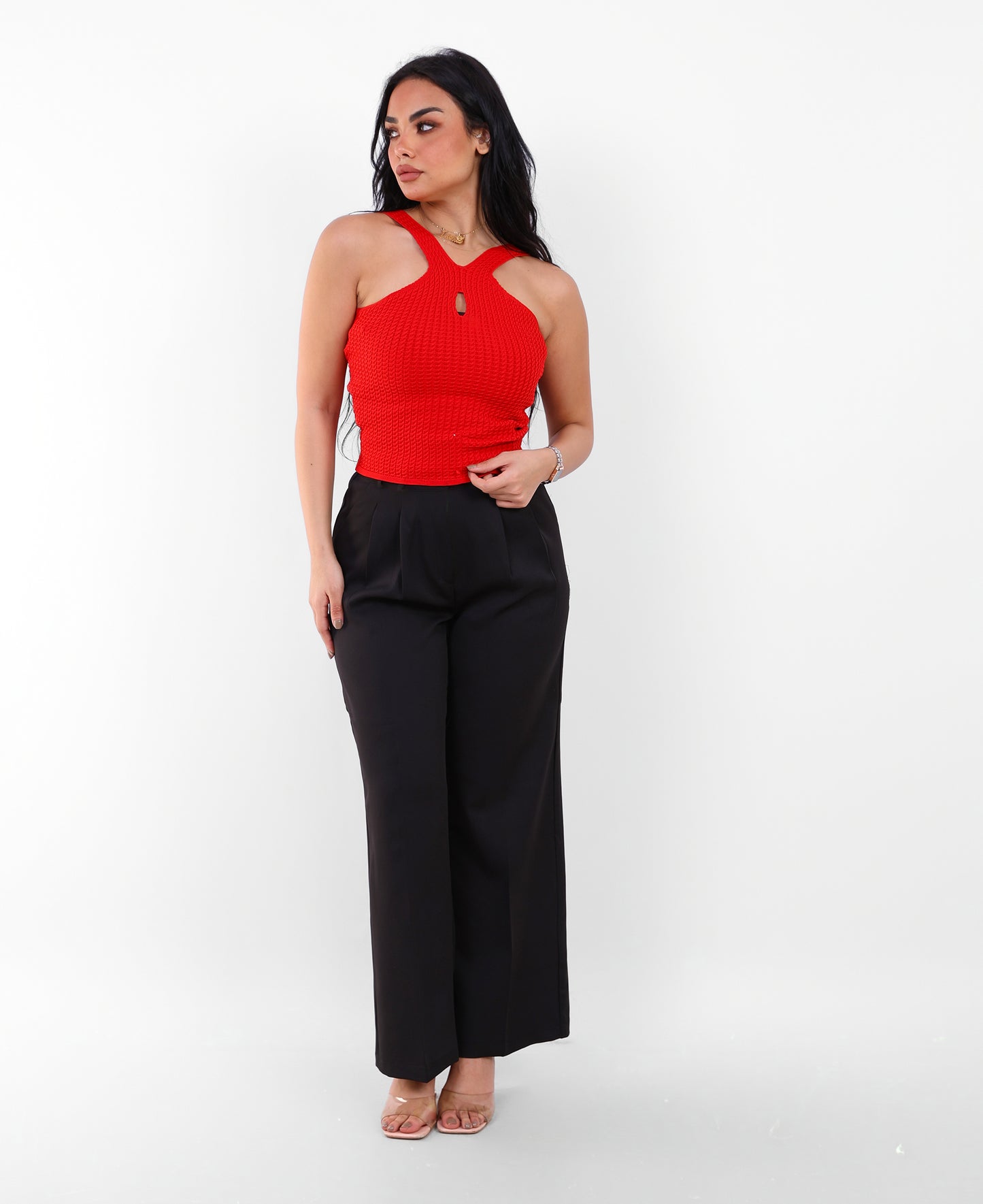 Knit Halter Top Red