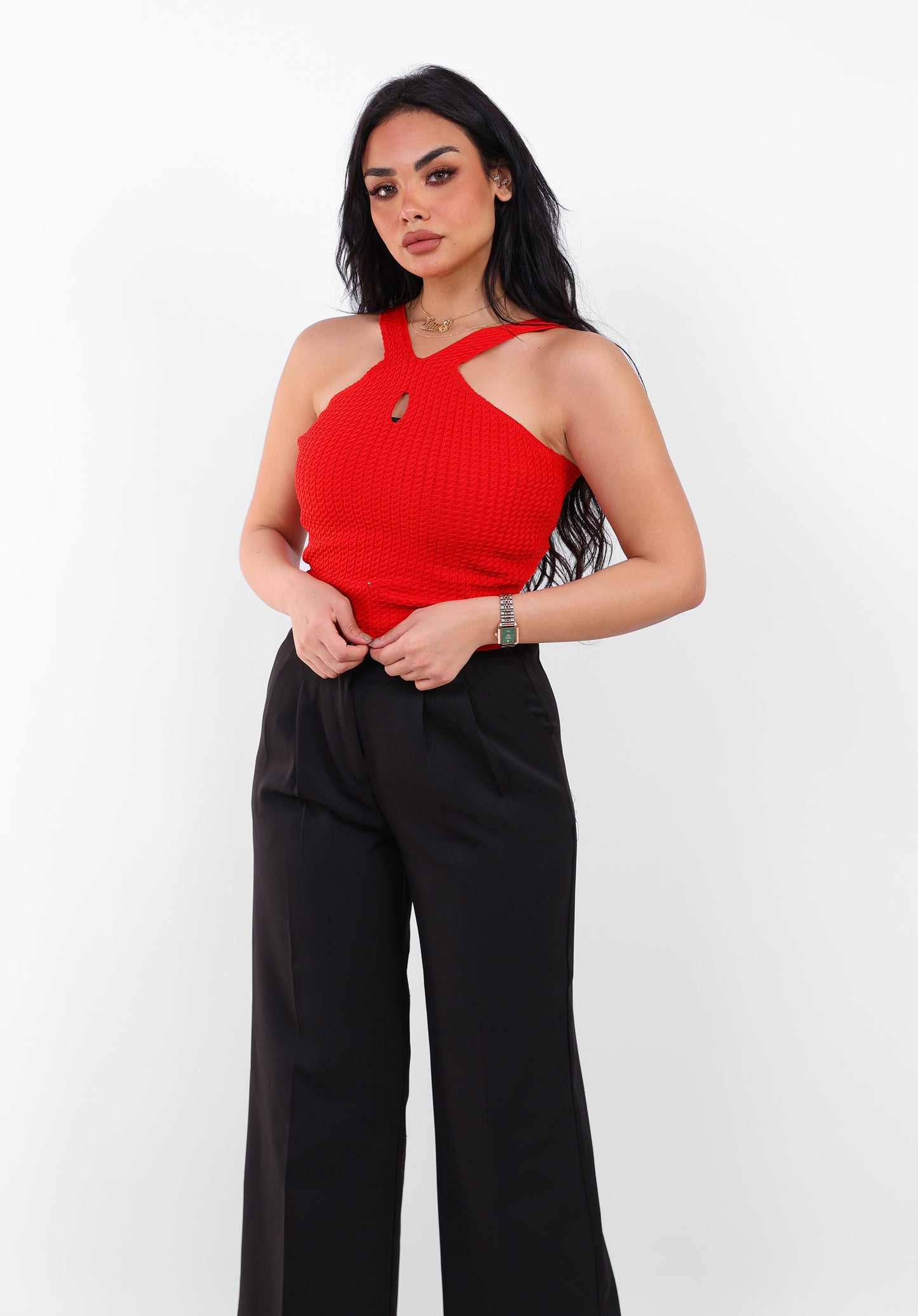 Knit Halter Top Red