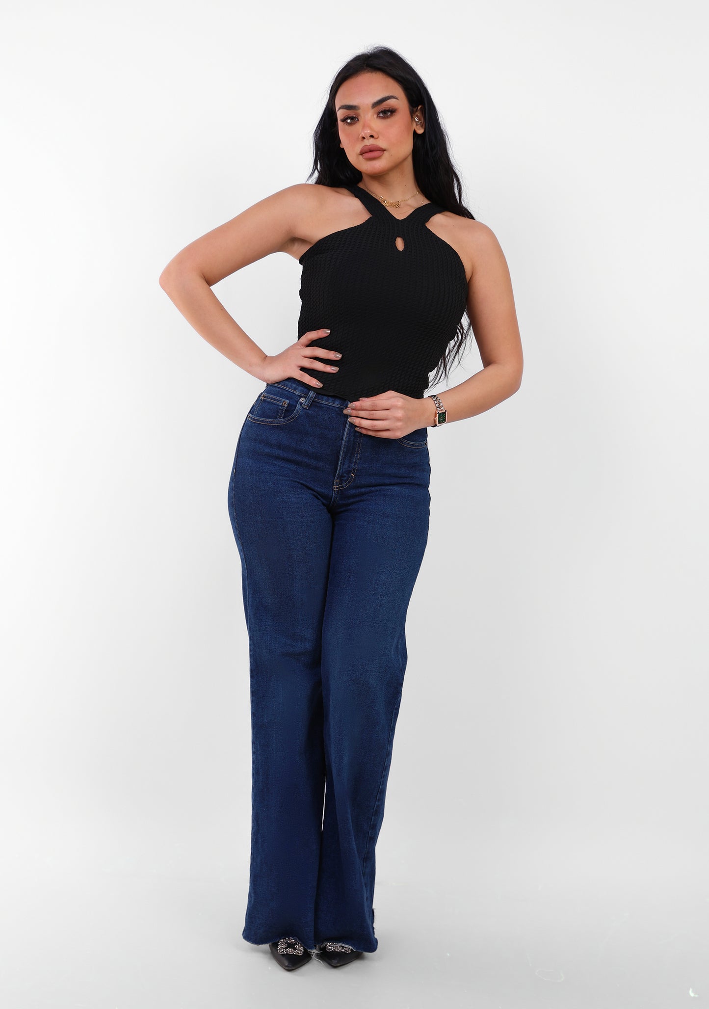Knit Halter Top Black