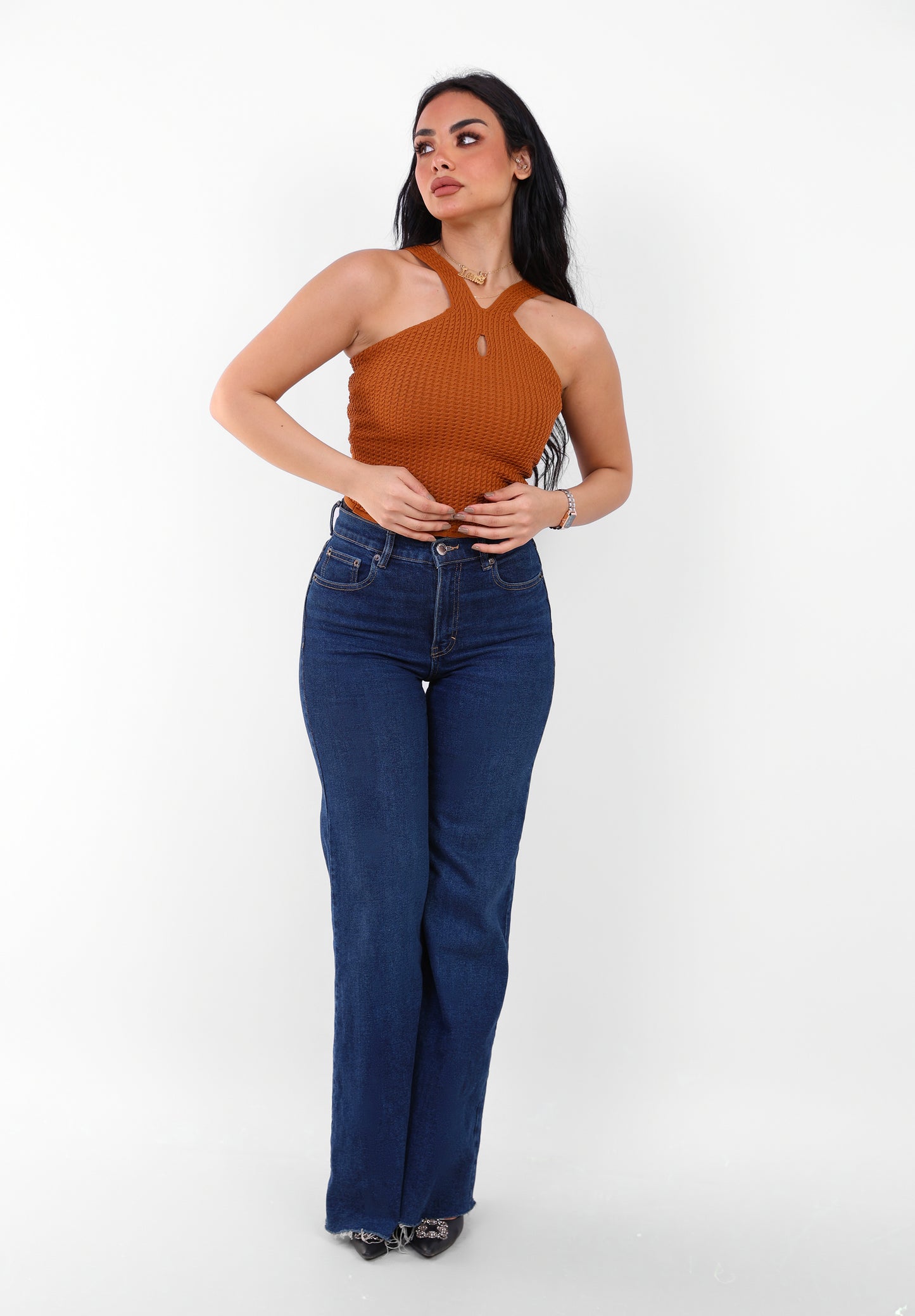 Knit Halter Top Brown