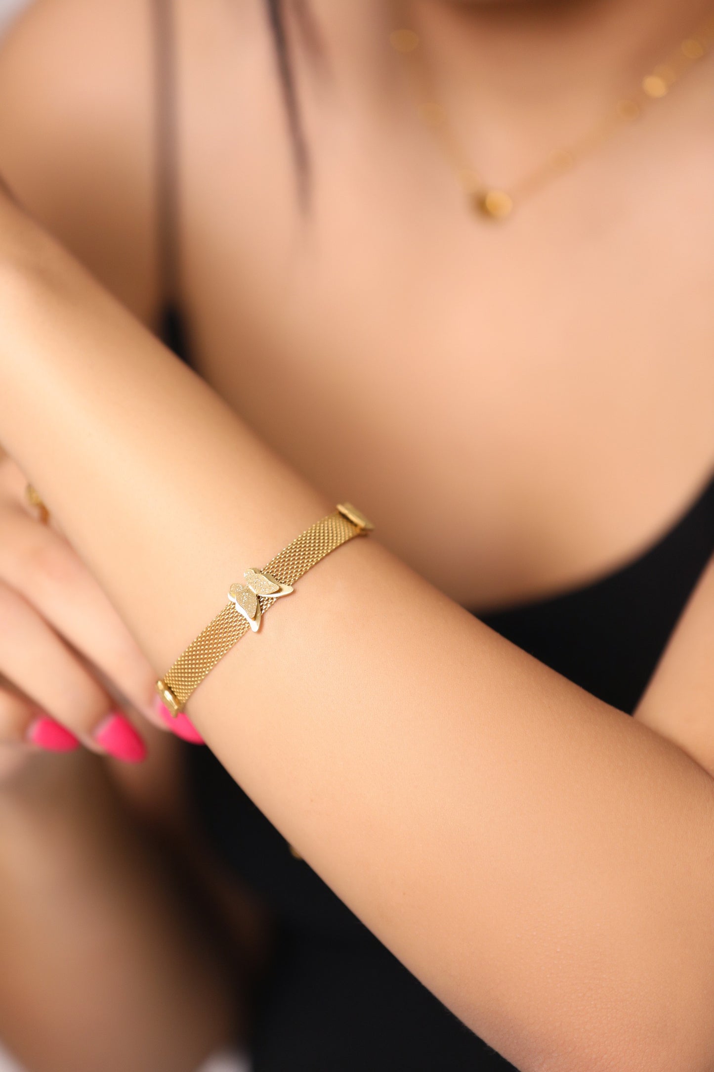 Golden Butterfly Initial Bracelet