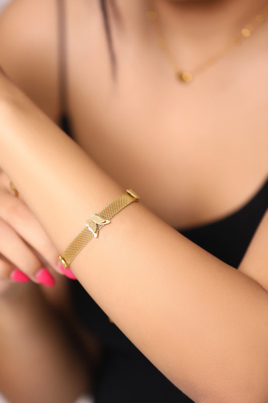 Golden Butterfly Initial Bracelet