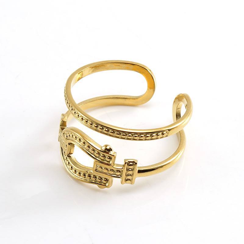 Golden Double link Ring