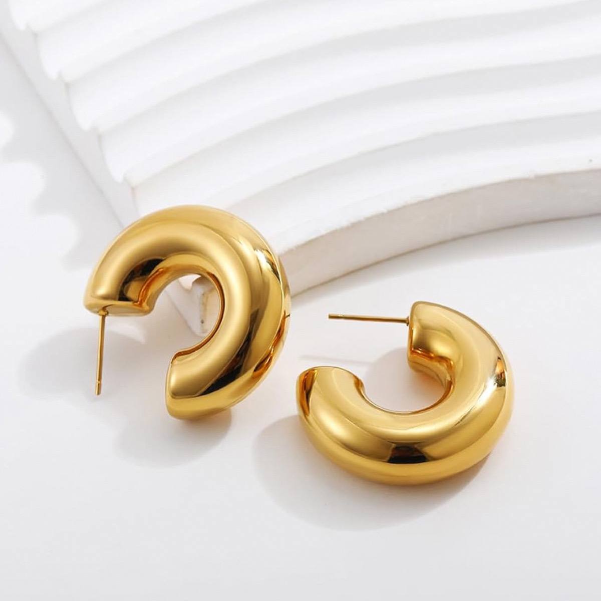 C Shape Hoop Earrings