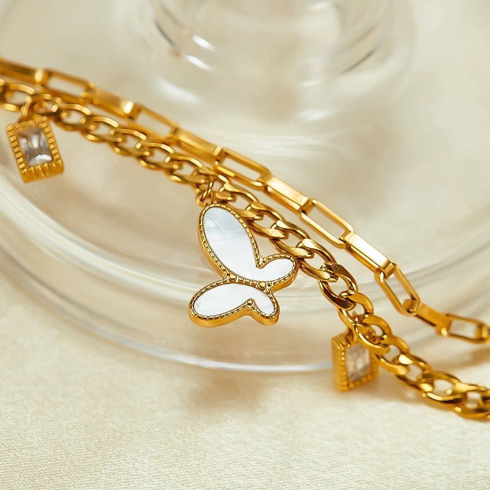 Double Butterfly Layer Bracelet