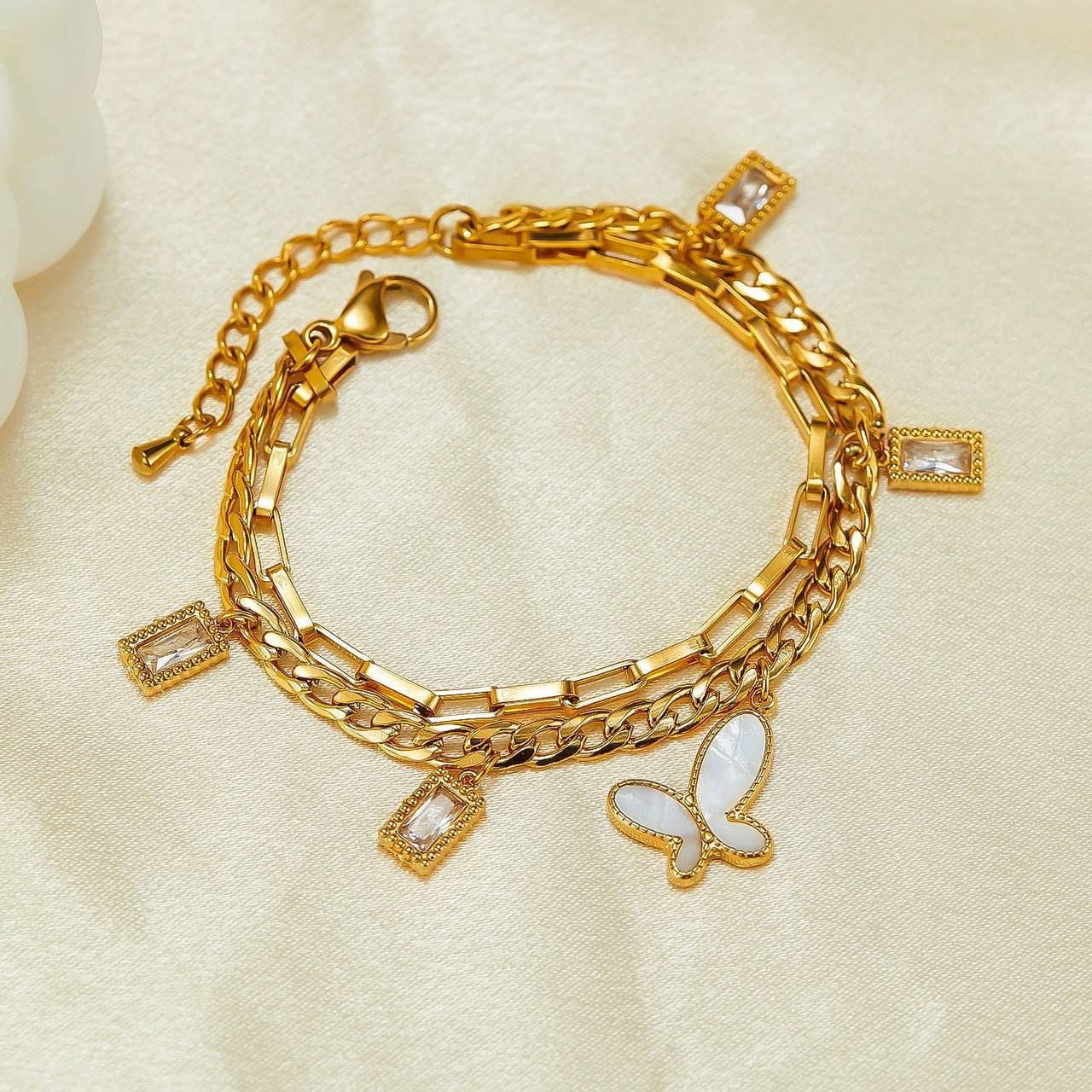 Double Butterfly Layer Bracelet