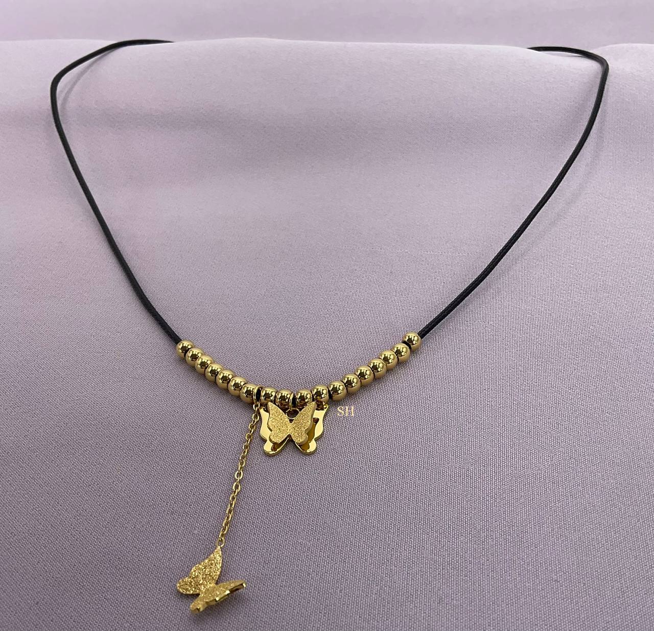 Black and Gold Butterfly Necklace