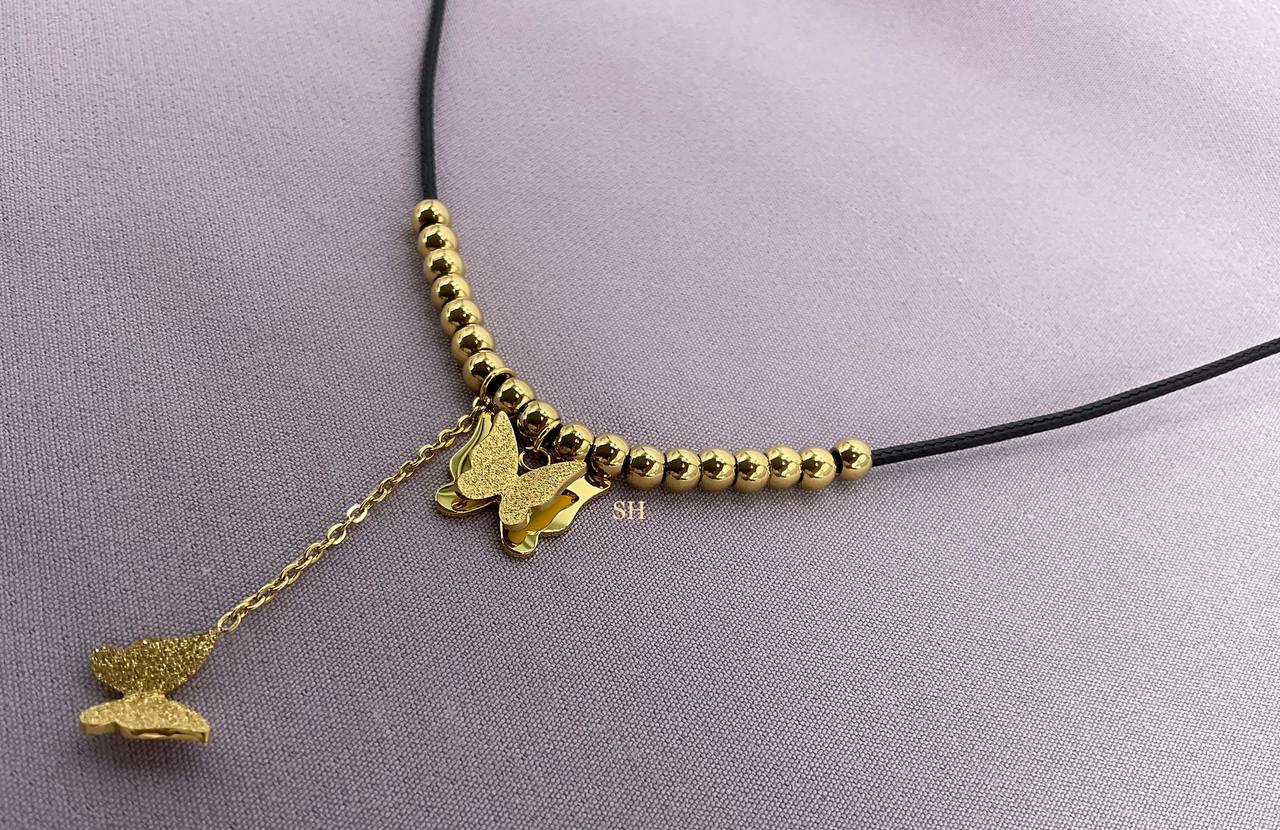 Black and Gold Butterfly Necklace