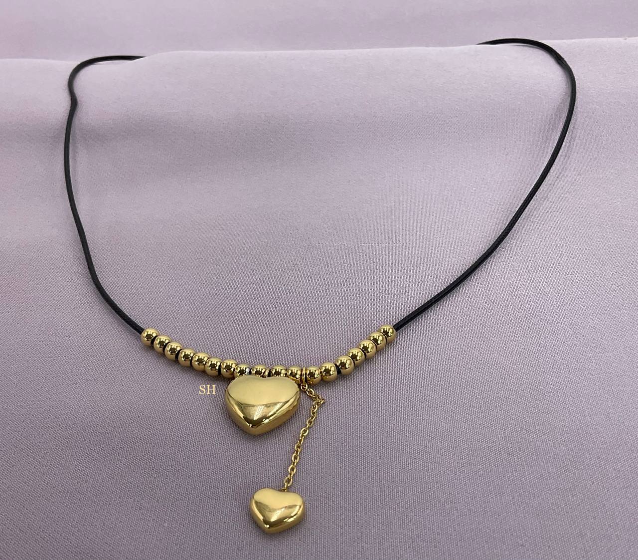 Black and Gold Heart Necklace