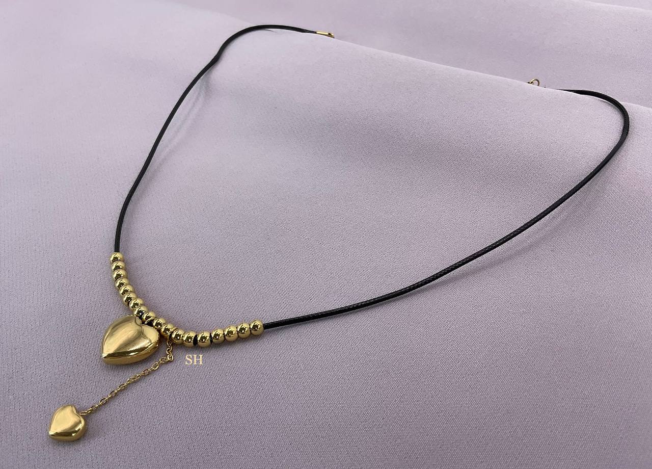 Black and Gold Heart Necklace