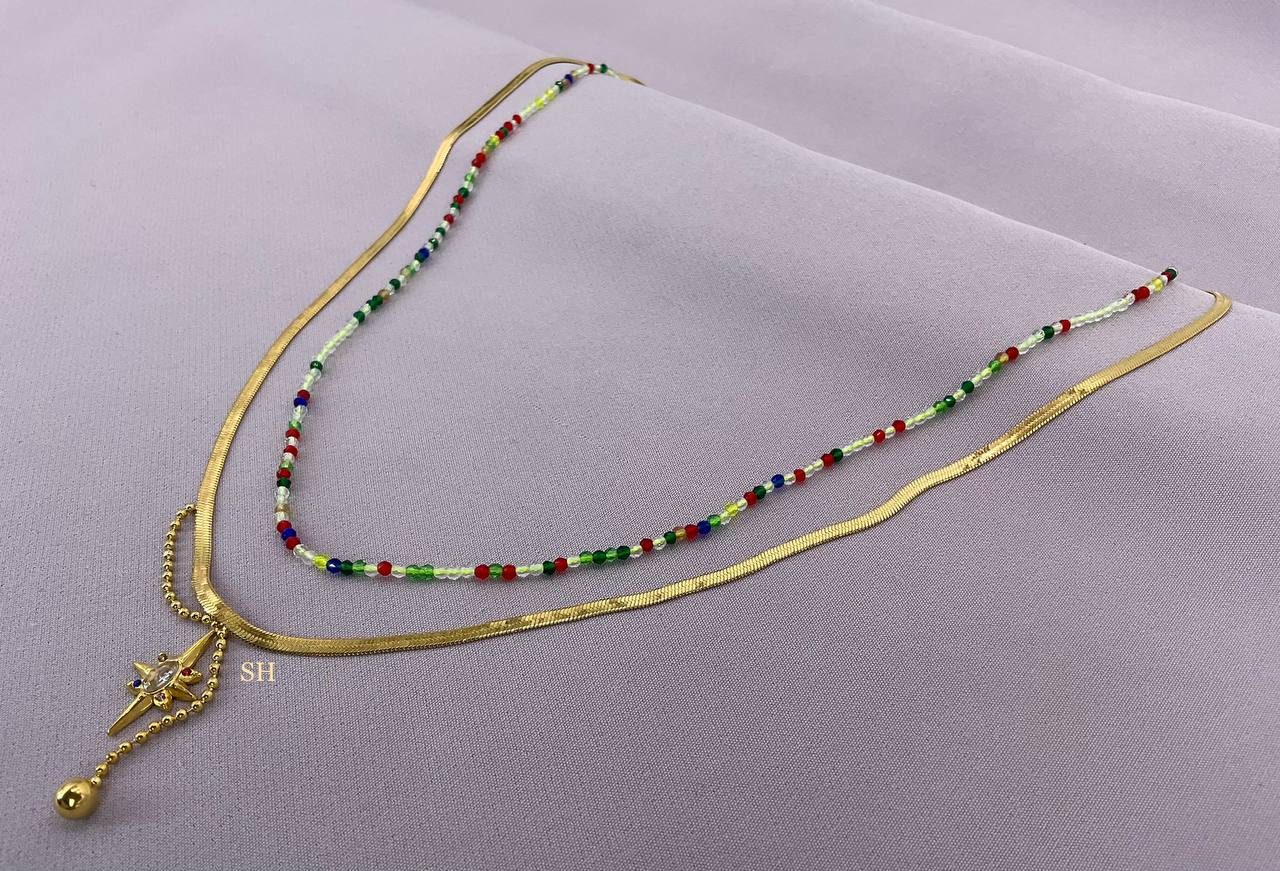 Layered colorful necklace