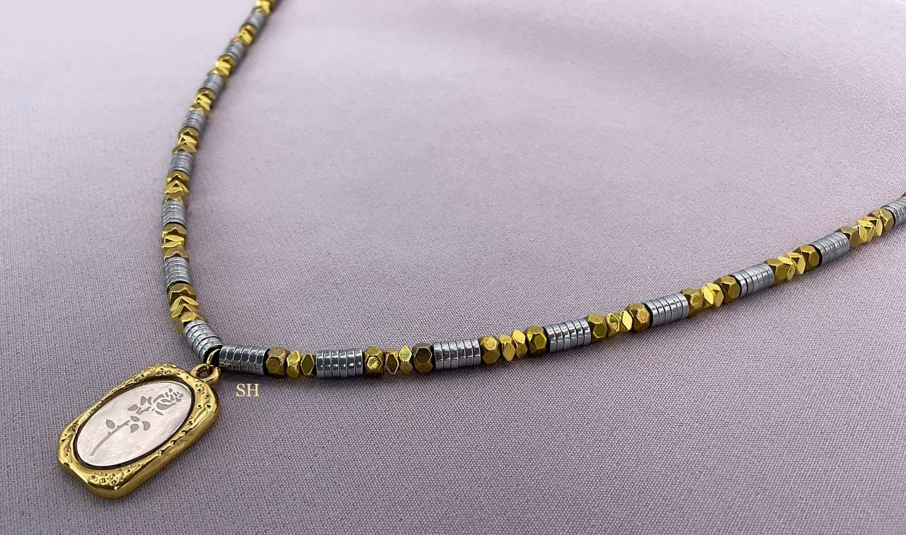 Gold Silver Tube Set Necklace