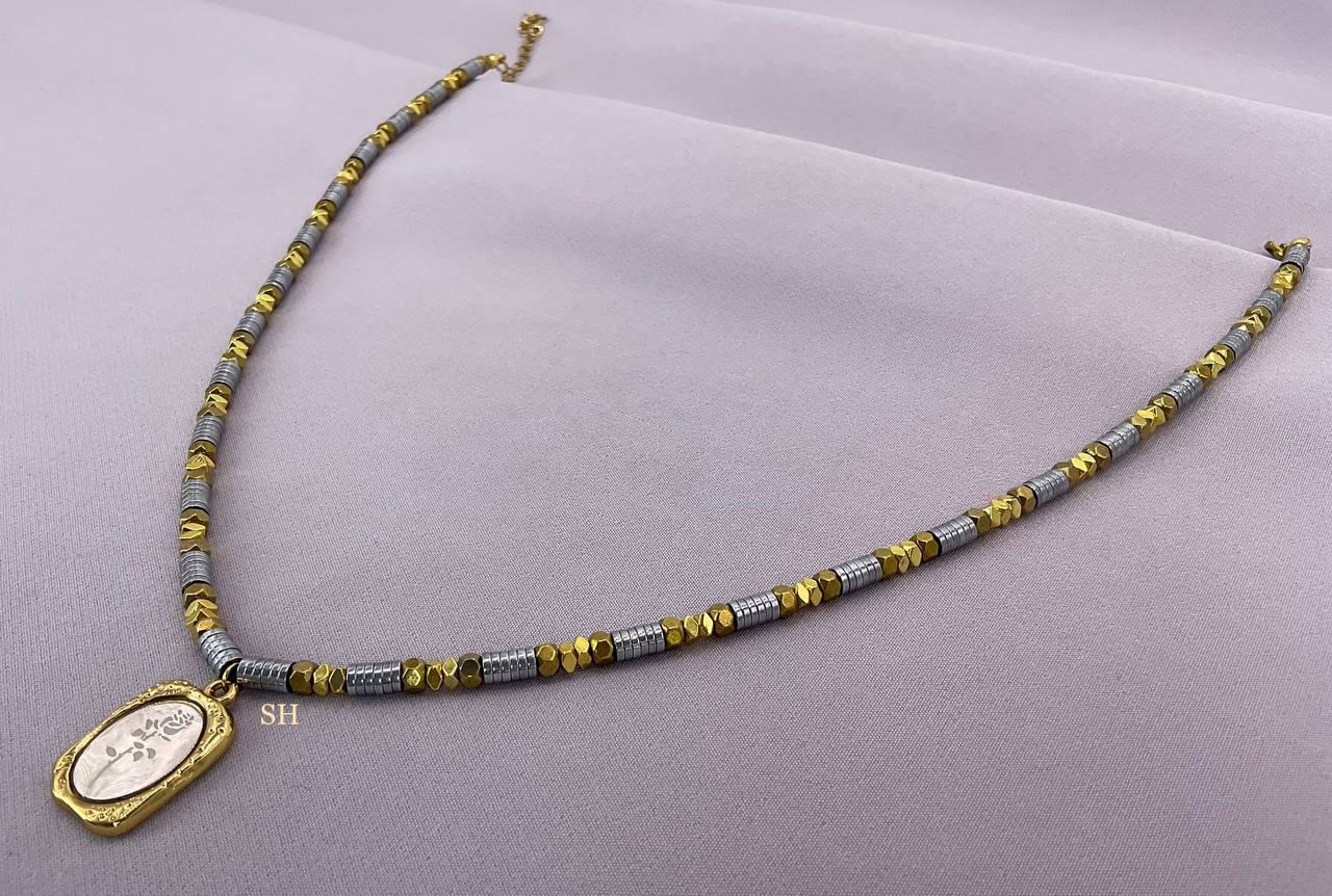 Gold Silver Tube Set Necklace